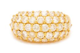 A DIAMOND PAVE SET BOMBE RING