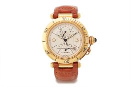 CARTIER PASHA GMT GOLD DUAL TIME POWER RESERVE WATCH