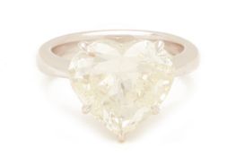 A LARGE HEART-SHAPED DIAMOND SOLITAIRE RING