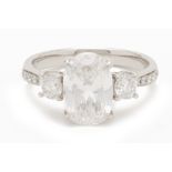 A GOOD DIAMOND THREE STONE RING