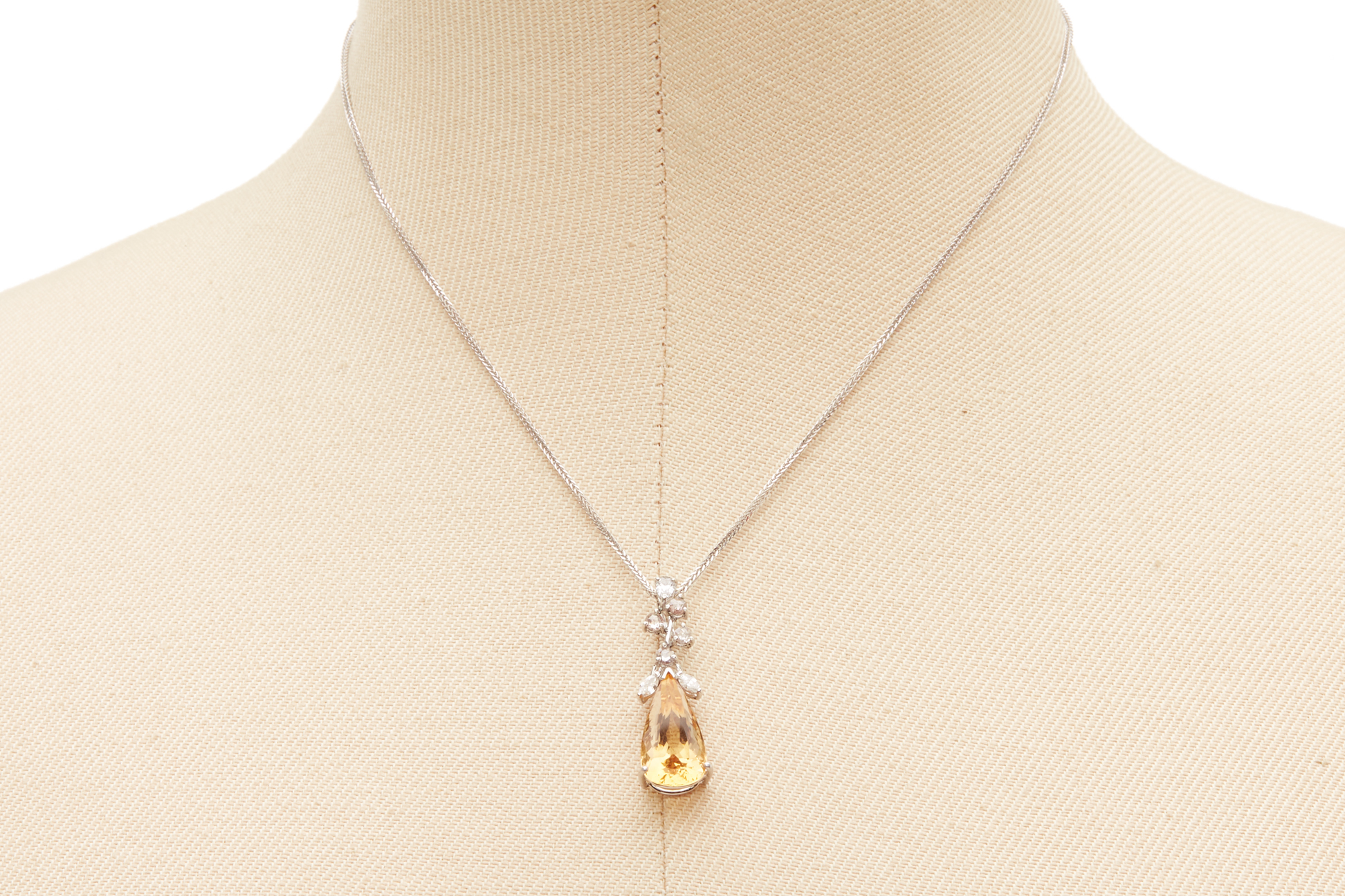 A CITRINE AND DIAMOND PENDANT ON CHAIN - Image 2 of 2