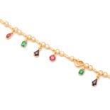 A GOLD, DIAMOND AND MULTI-GEM SET BRACELET