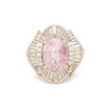 A PINK SAPPHIRE AND DIAMOND RING