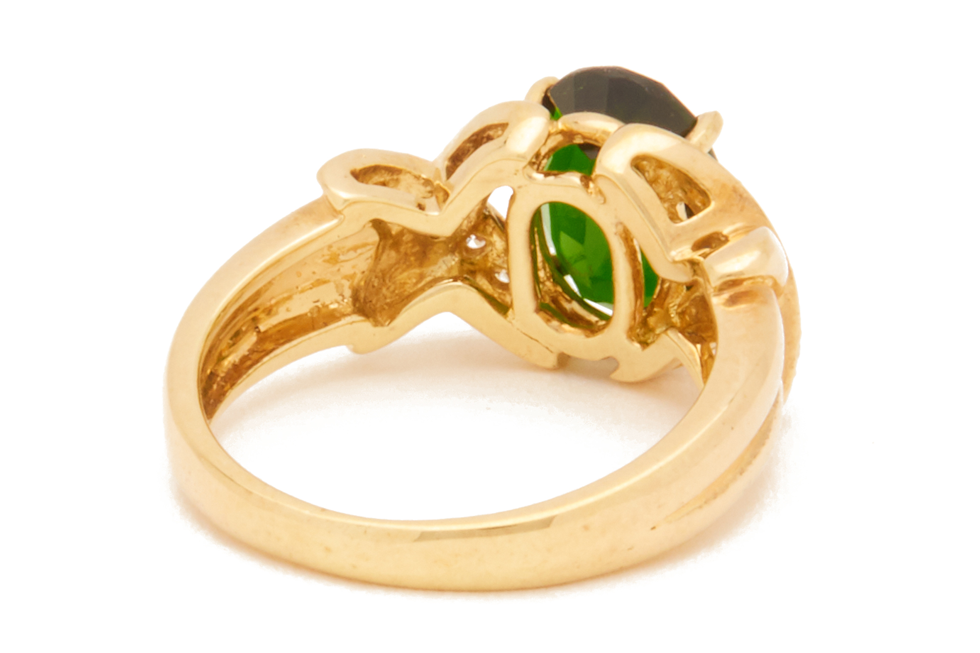 A CHROME DIOPSIDE AND DIAMOND RING - Image 3 of 3