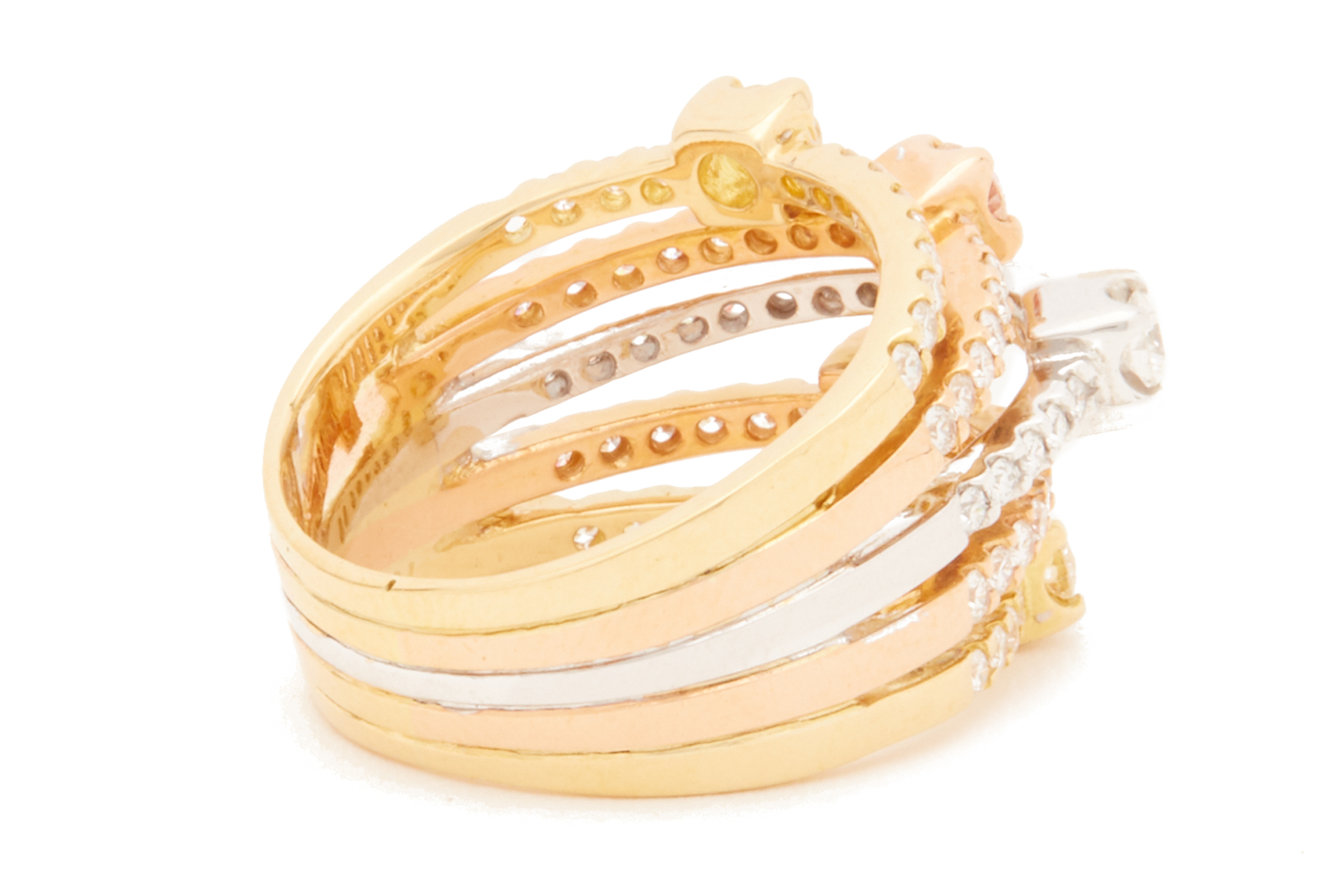 A THREE COLOUR GOLD STACKED DIAMOND RING - Image 3 of 3