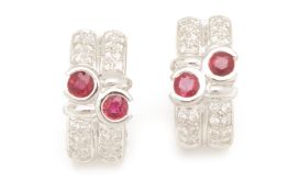 A PAIR OF RUBY AND DIAMOND EAR CLIPS