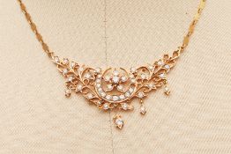 A PERANAKAN STYLE DIAMOND PENDANT NECKLACE