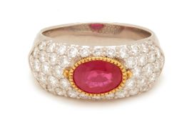 A RUBY AND DIAMOND RING