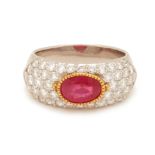 A RUBY AND DIAMOND RING