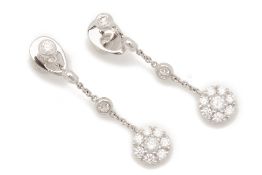 A PAIR OF DIAMOND DROP EARRINGS