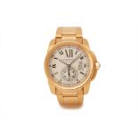 CARTIER CALIBRE DE CARTIER AUTOMATIC GOLD BRACELET WATCH