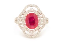 A RUBY AND DIAMOND RING