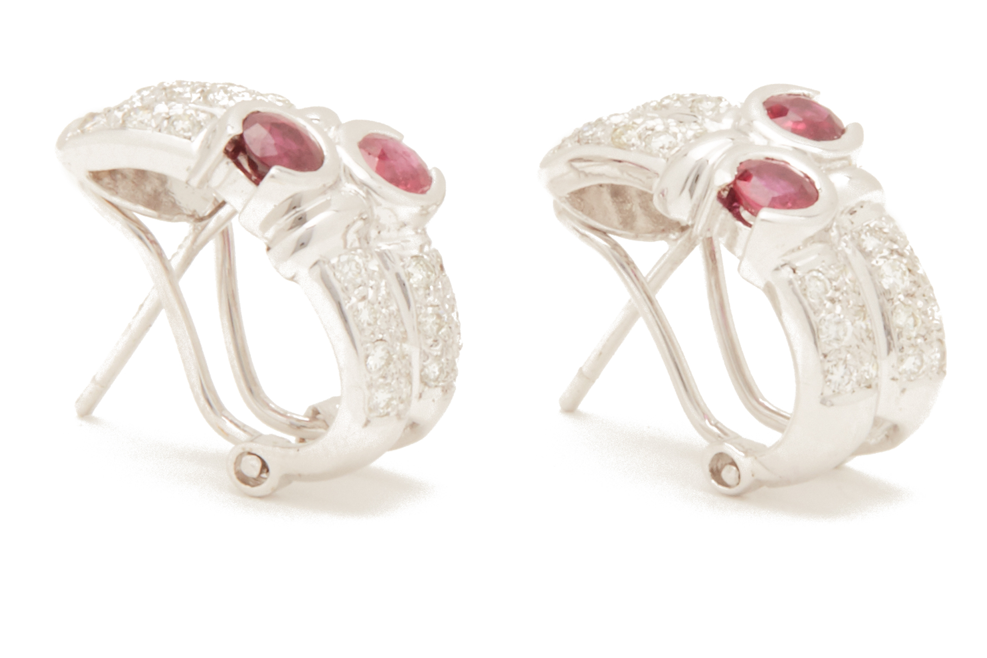 A PAIR OF RUBY AND DIAMOND EAR CLIPS - Image 2 of 2