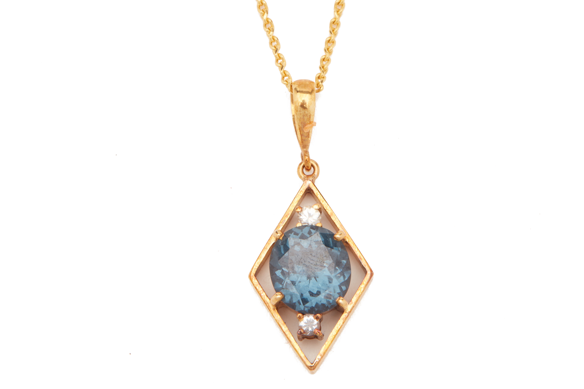 A SYNTHETIC BLUE STONE AND DIAMOND NECKLACE - Image 2 of 2