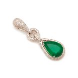 AN EMERALD AND DIAMOND PENDANT