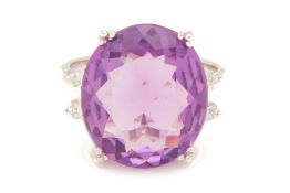 AN AMETHYST AND DIAMOND COCKTAIL RING
