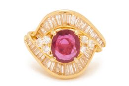 A RUBY AND DIAMOND RING