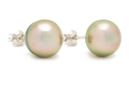 A PAIR OF TAHITIAN CULTURED PEARL EARRINGS