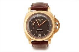 PANERAI LUMINOR 1950 8 DAY DUAL TIME ZONE GOLD WRISTWATCH