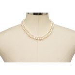 A DOUBLE STRAND BAROQUE AKOYA CULTURED PEARL NECKLACE