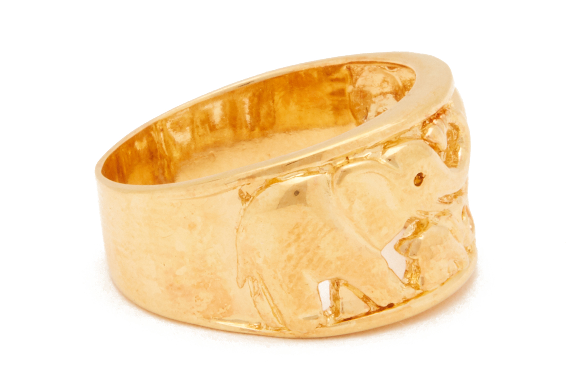 AN ELEPHANT MOTIF GOLD RING - Image 2 of 3