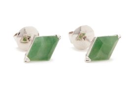 A PAIR OF JADE STUD EARRINGS