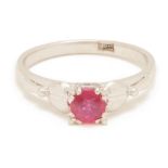 A RUBY SOLITAIRE RING