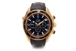 OMEGA SEAMASTER PLANET OCEAN 600M GOLD CHRONOGRAPH WATCH