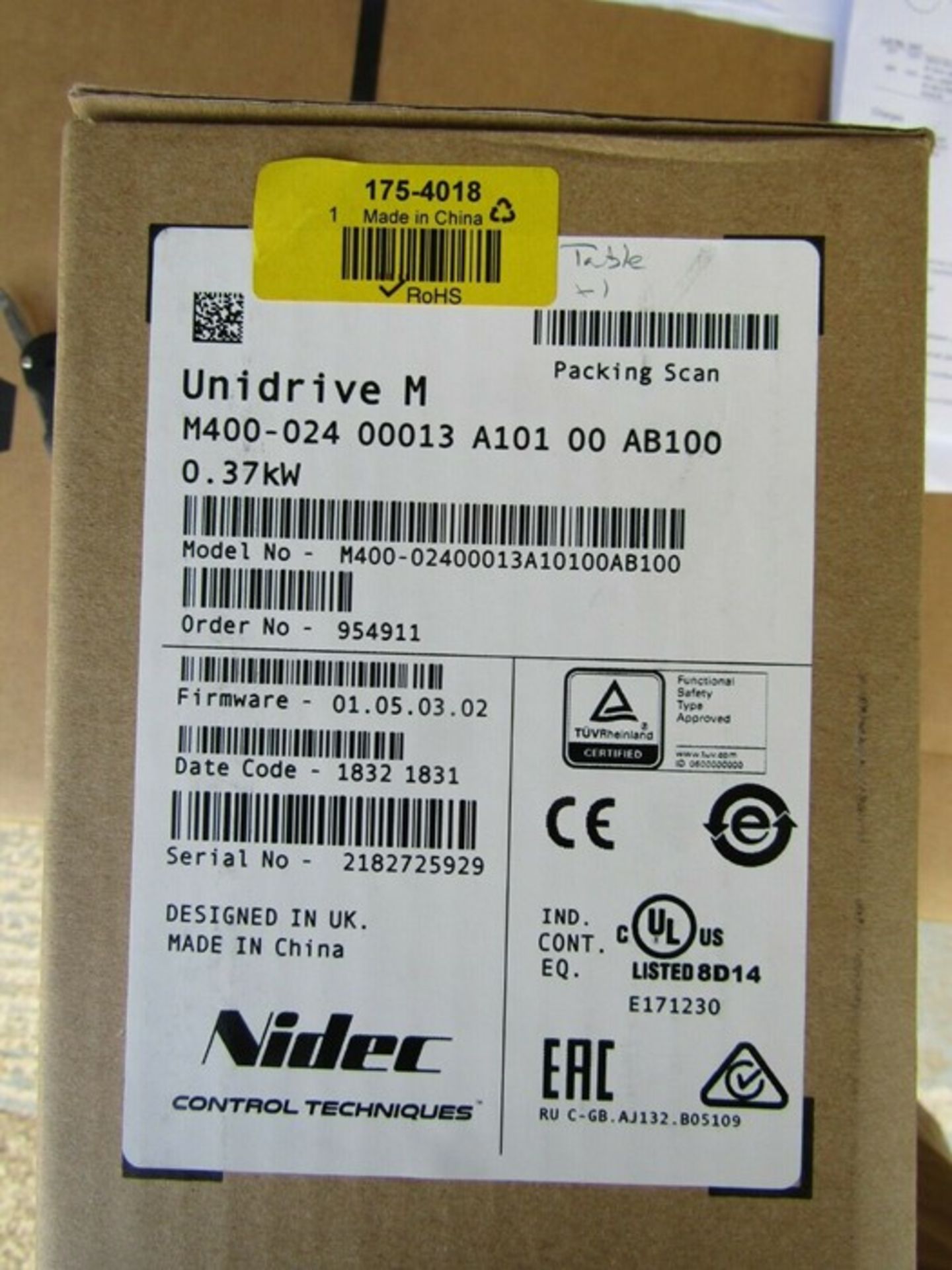 Control Techniques Inverter Drive 3-Phase Unidrive M400 0.37kW Table 1754018 - Image 2 of 2