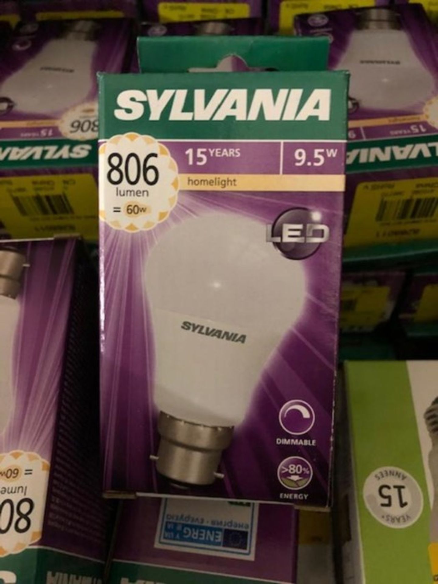 36 x Sylvania ToLEDo B22 GLS LED Bulb 9.5 W(60W), Cool White, A60 shape