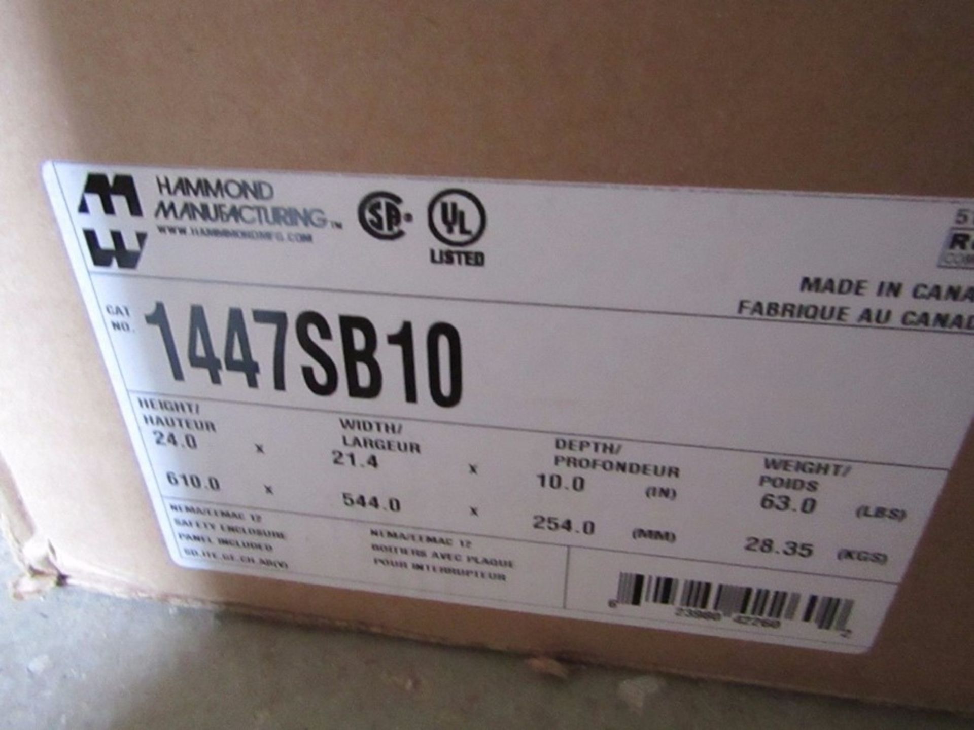 Hammond 1447S IP54 Wall Box, Steel, Grey, 610 x 543 x 254mm 1005 8682578 - Image 3 of 3