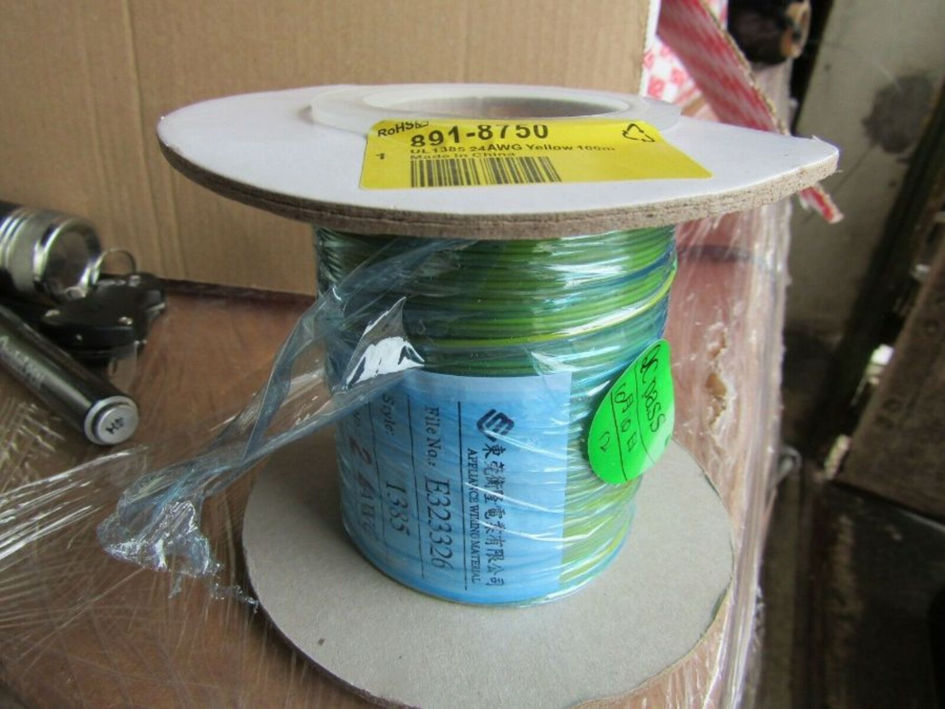 20 reels 100m x Yellow XLPE UL1385 Hook Up Wire Equipment Cable 24AWG H9ML6 8918750