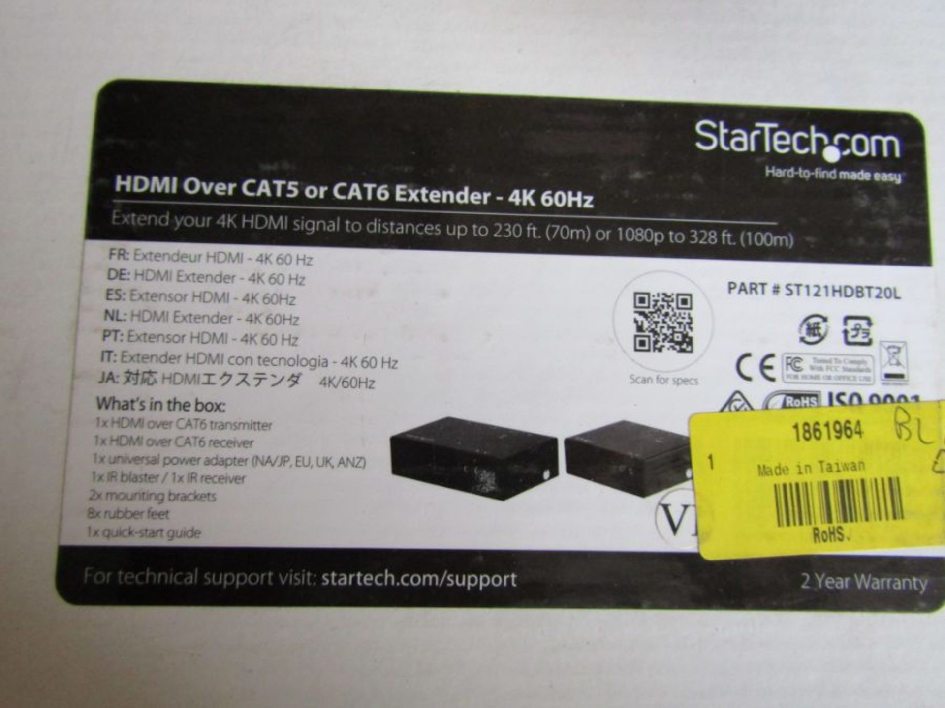 StarTech.com ST121HDBT20L HDMI over CAT6 Extender 100m 4096 x 2160 BL1 1861964 - Image 2 of 3