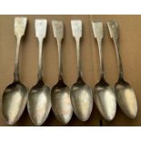 Lot of 6 Scottish Provincial Silver William Ferguson - Elgin Silver Dessert Spoons - 8 7/8" long.