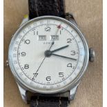 Vintage Stainless Steel ARBU Calendar Watch - working order.