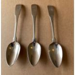 Lot of 3 Irish Silver Teaspoons by Samuel Nevin - approx 15cm - 48 grams.