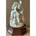 Indian Ivory Figure of Gods - 8" tall on stand - total weight 305 grams.