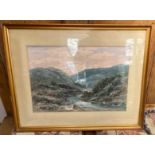 Scottish Artist Hamilton Glass Watercolour - actual watercolour 20" x 13 3/4" - frame 27 1/2" x22"