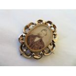 Yellow Metal Victorian Mourning Brooch - unmarked but tests as 9ct Gold - 50mm x 43mm - 13.9 grams.