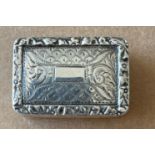 Antique Silver Nathaniel Mills Vinaigrette - 29mm x 20mm x 8mm.