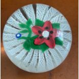 Vintage John Deacons (JD) cane Flower Paperweight - approx 65mm diameter and 50mm tall.