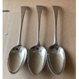 Lot of 3 various London Silver Tablespoons - 1787-1806 - 189 grams.