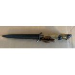 Vintage German Deer Foot Handled Trench Knife - 11 3/4" overall with 6" blade.