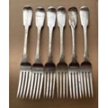 Lot of 6 Scottish Provincial Silver William Ferguson - Elgin Silver Forks - 8 1/8" long.