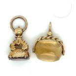 Pair of Antique/Vintage Gold Fobs - total weight 13.7 grams.