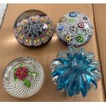 Lot of 4 Vintage Paperweights - largest approx 75mm diameter x 65mm tall.