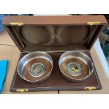 Boxed Winston Churchill - John Churchill&Alex Styles designed Silver&Wood Coasters - 5 1/2" diam.