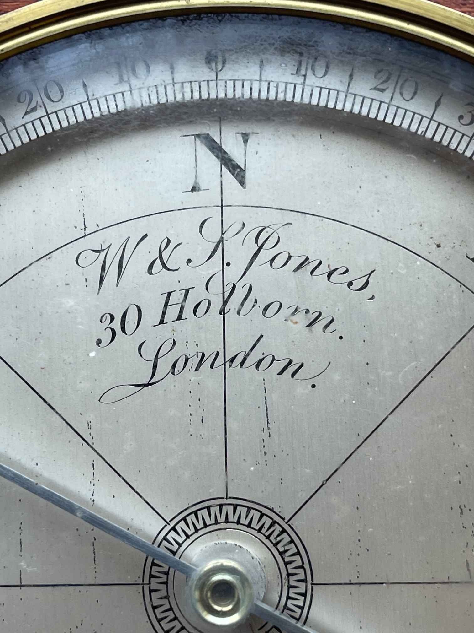 Antique Cased Surveyor's Compass by W&S Jones 30 Holborn London - 4 1/2" dial. - Image 3 of 8