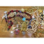 Lot of assorted vintage costume jeweller Pieces by Trifari, Joan Rivers, Napier, Monet etc.