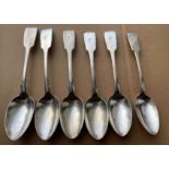 Lot of 6 Scottish Provincial Silver William Ferguson - Elgin Silver Table Spoons - 6 7/8" long.